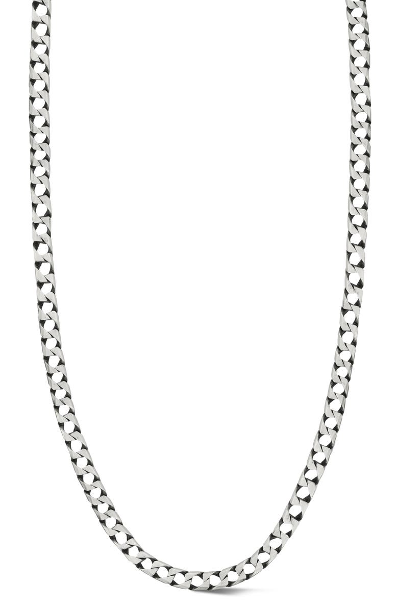 Yield of Men Men's Sterling Silver Oxidized Square Curb Necklace, Main, color, 