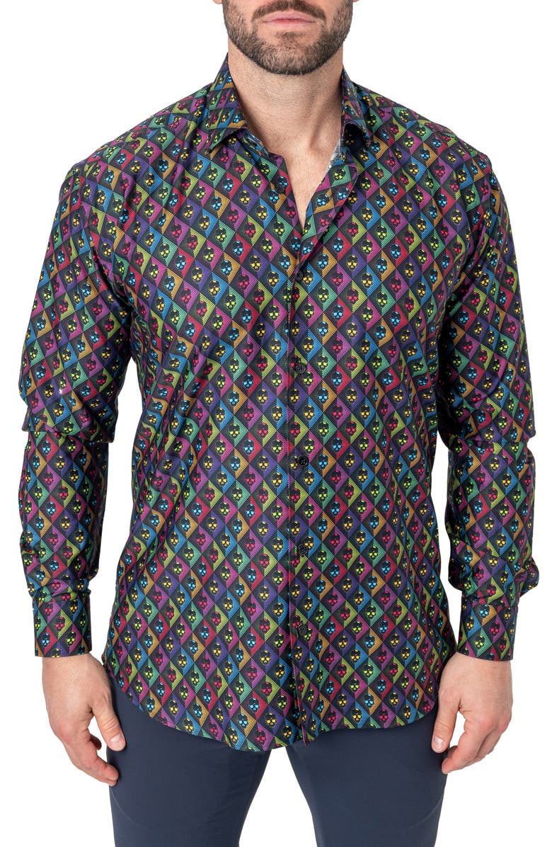 Maceoo Fibonacci Regular Fit Skullvoid Multi Button-Up Shirt, Main, color, 