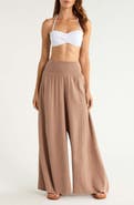 Elan Smocked Waist Cover-Up Palazzo Pants