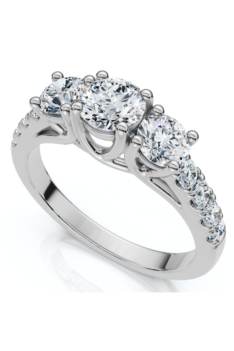 1 1/4ct Three Stone Lab Grown Diamond Engagement Ring 14K Gold, Alternate, color, 14K White Gold