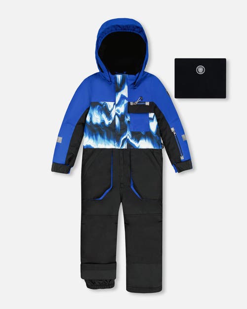 Deux Par Deux One-piece Play Snowsuit With And Colorblocking In Blue