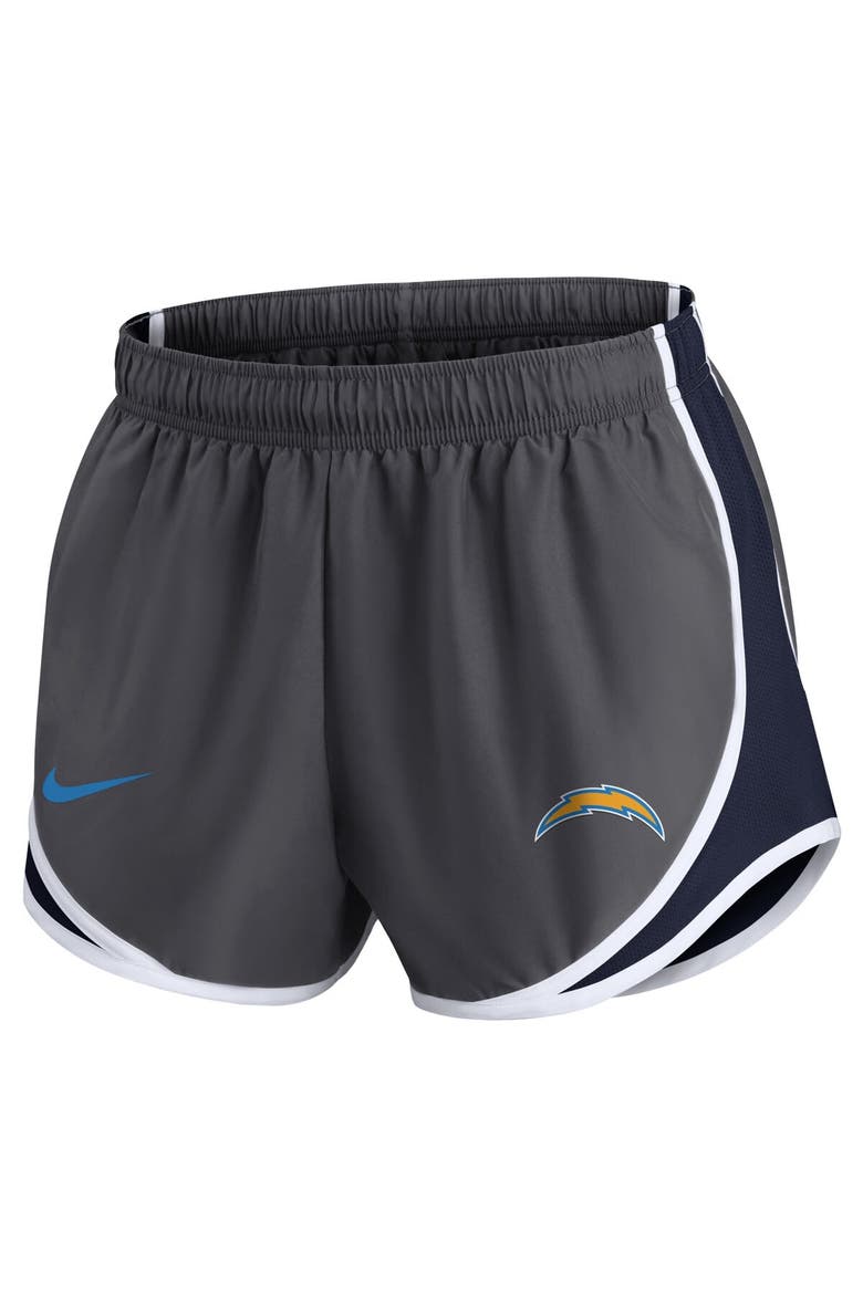 Women's Nike Charcoal Los Angeles Chargers Logo Performance Tempo Shorts, Alternate, color, Charcoal
