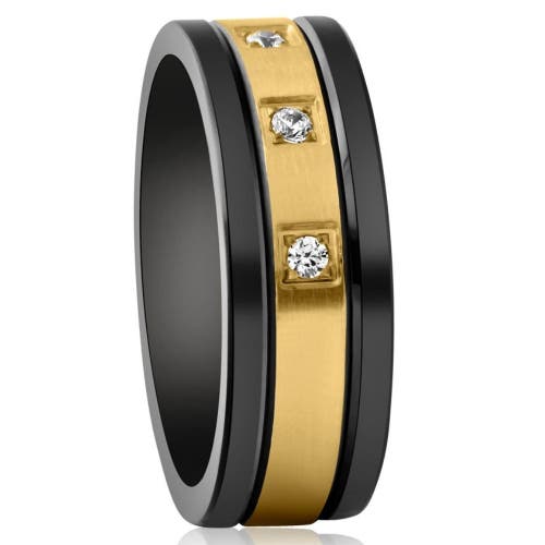 Bliss Diamond Black & Gold Plated Tungsten 8mm Lab Grown Diamond Wedding Band