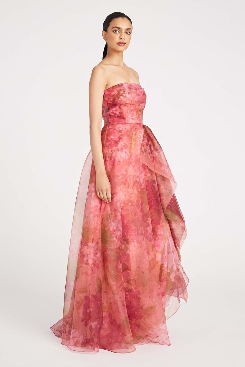 Fahreta Strapless Organza Gown, Alternate, color, Printed Wisteria