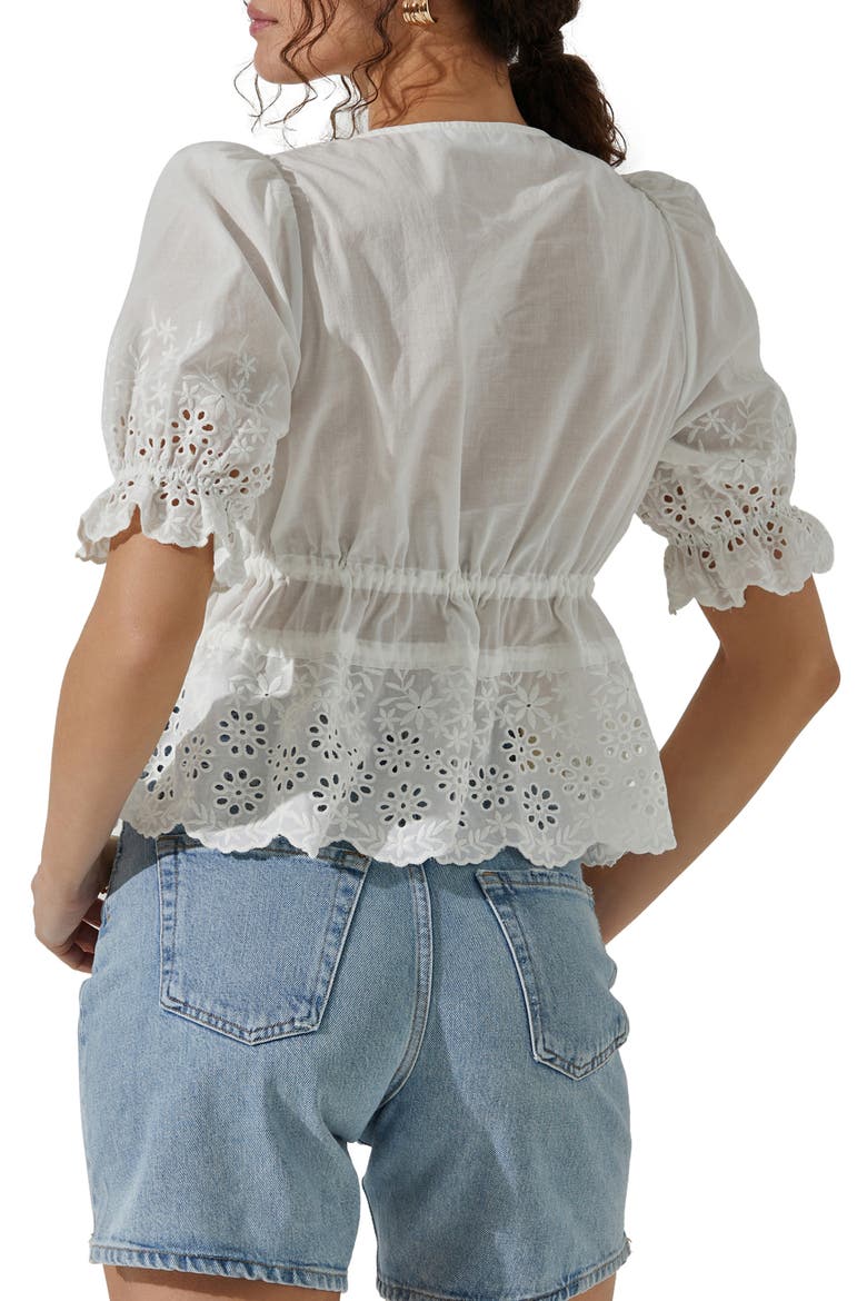 Eyelet Tie Front Cotton Top, Alternate, color, WHITE