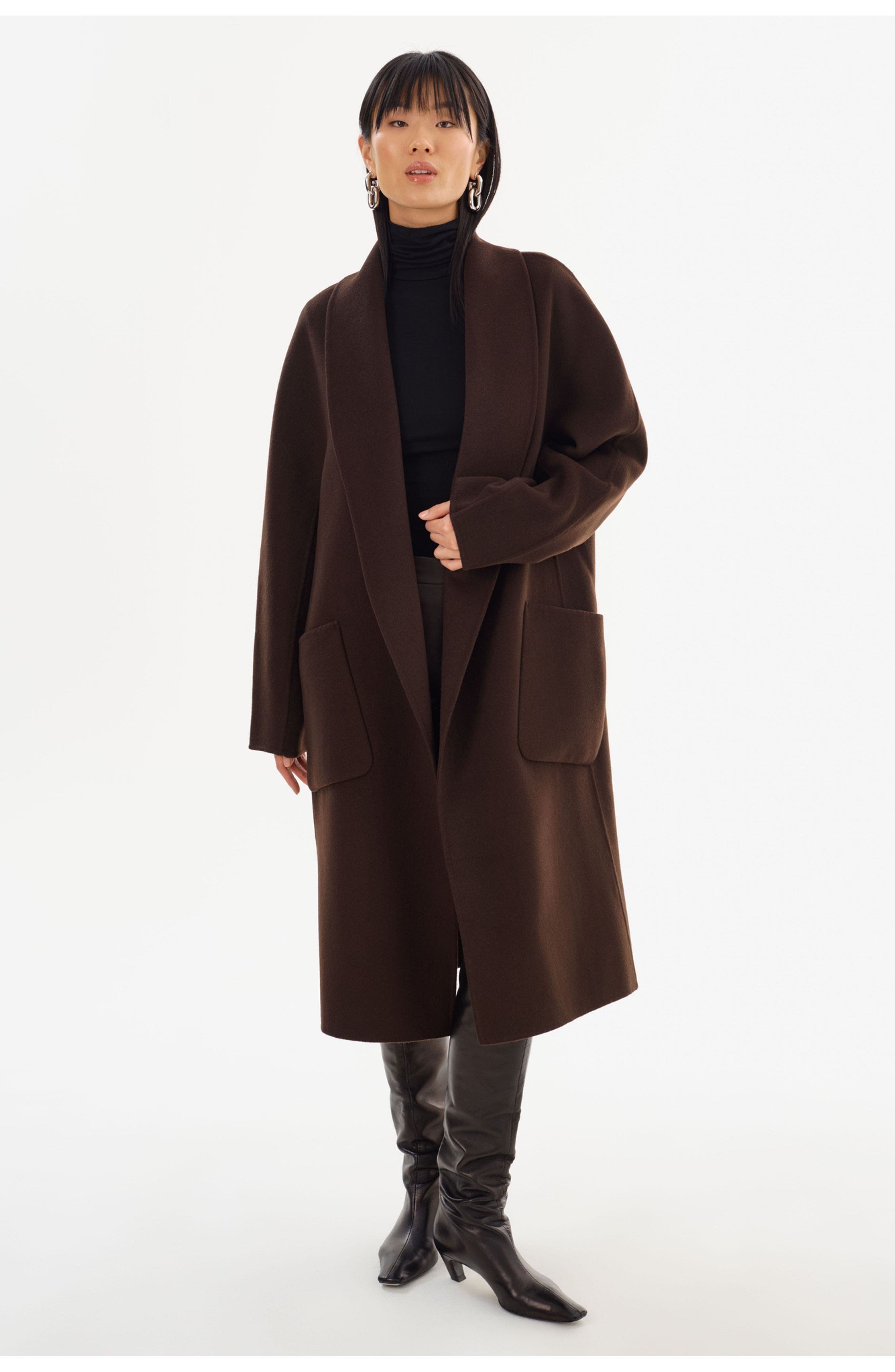 Thara | Shawl Collar Wool Coat - image 3