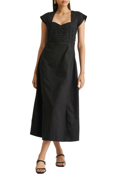 Ruched Dress with Front Slit