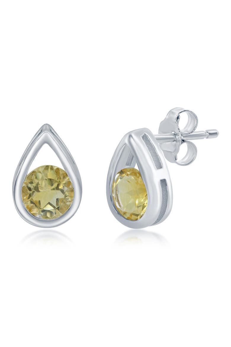 Sterlia Silver Citrine Stud Earrings, Main, color, YELLOW