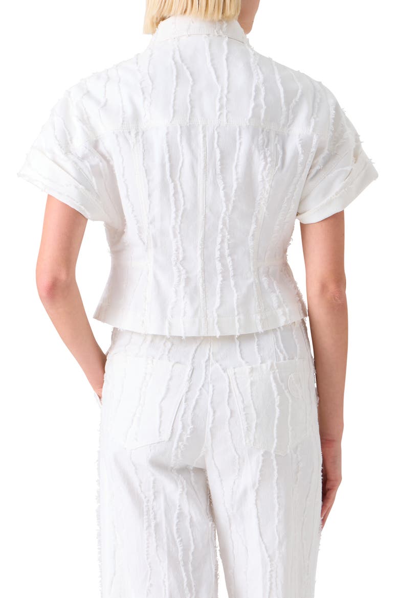 Crop Cotton Fringe Jacquard Zip Jacket, Alternate, color, CREAM