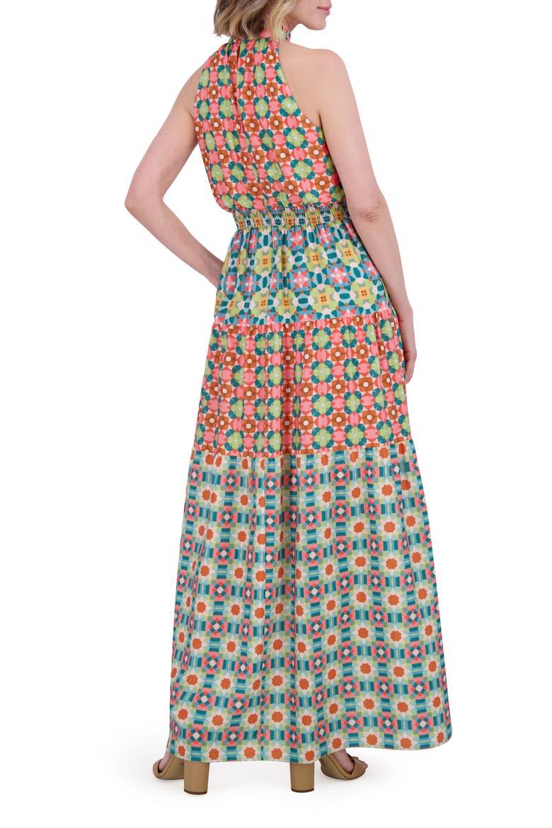 Ruffle Hem Smocked Waist Sleeveless Maxi Dress, Alternate, color, PINK MULTI