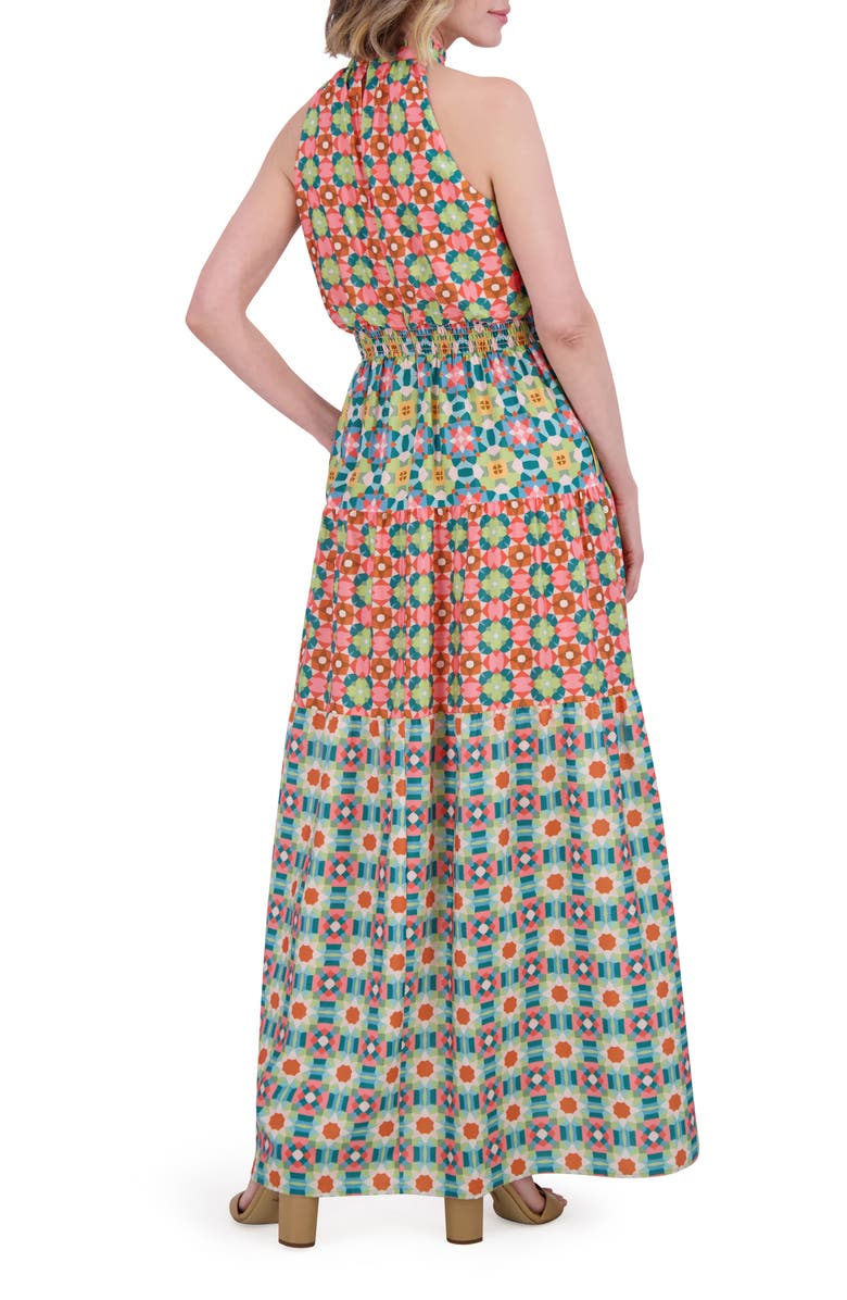 Vince Camuto Ruffle Hem Smocked Waist Sleeveless Maxi Dress, Alternate, color, Pink Multi