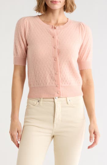 Joie Pointelle Cashmere Cardigan in Evening Sand at Nordstrom Rack, Size Small