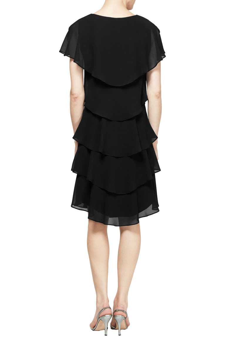 Georgette Ruffle Tiered Dress, Alternate, color, BLACK