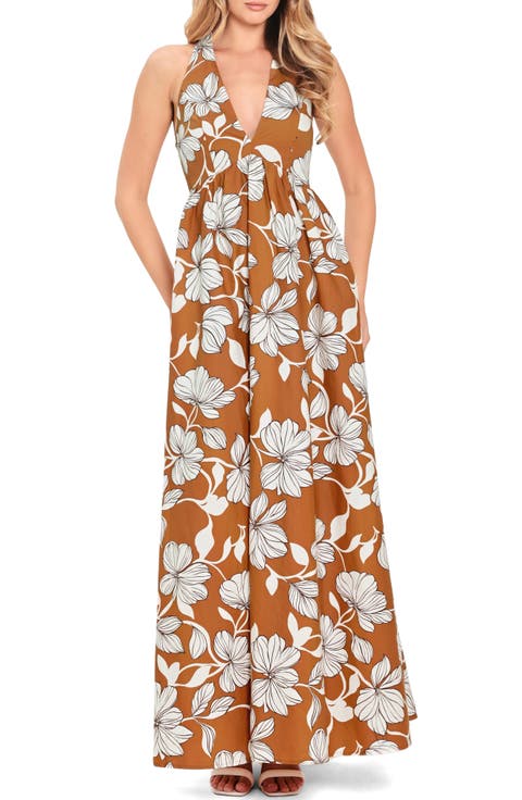 Floral Print Halter Midi Dress