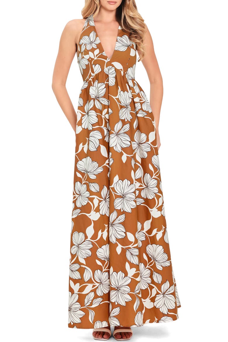 sandrine floral halter midi dress Sandrine Floral Halter Midi Dress