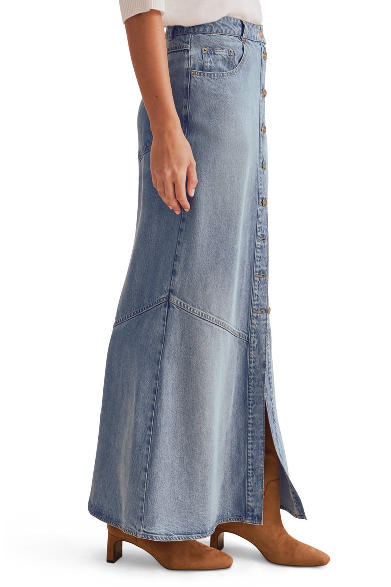 Lounge Denim Maxi Skirt, Alternate, color, INDIGO BLUE