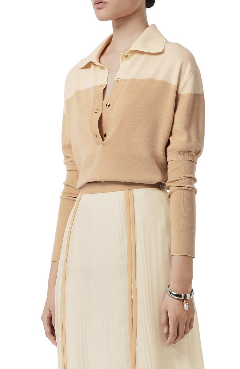 Burberry Colorblock Wool Polo Sweater, Alternate, color,