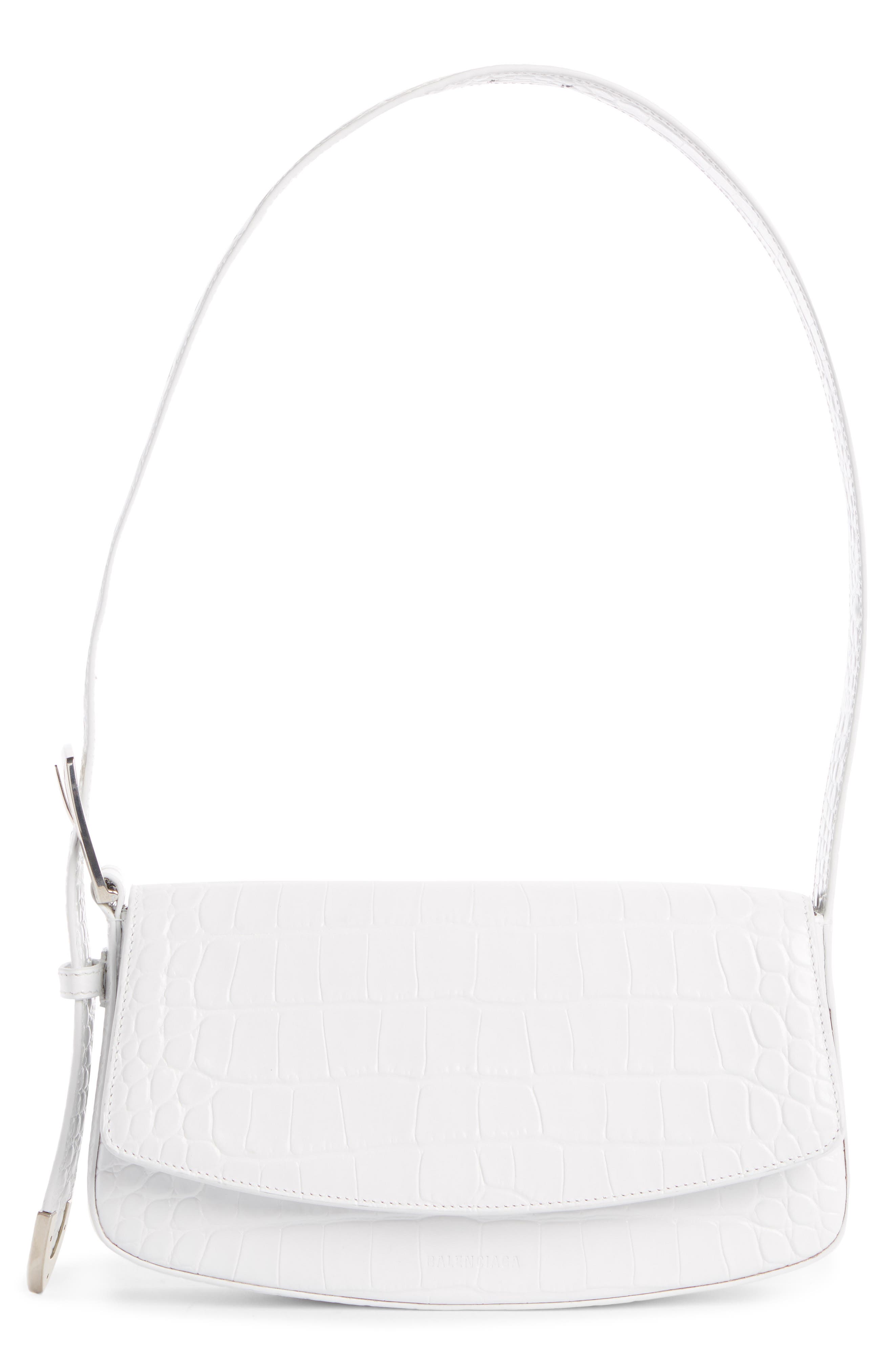 Balenciaga Ghost Sling Croc Embossed Leather Shoulder Bag, Main, color, 
