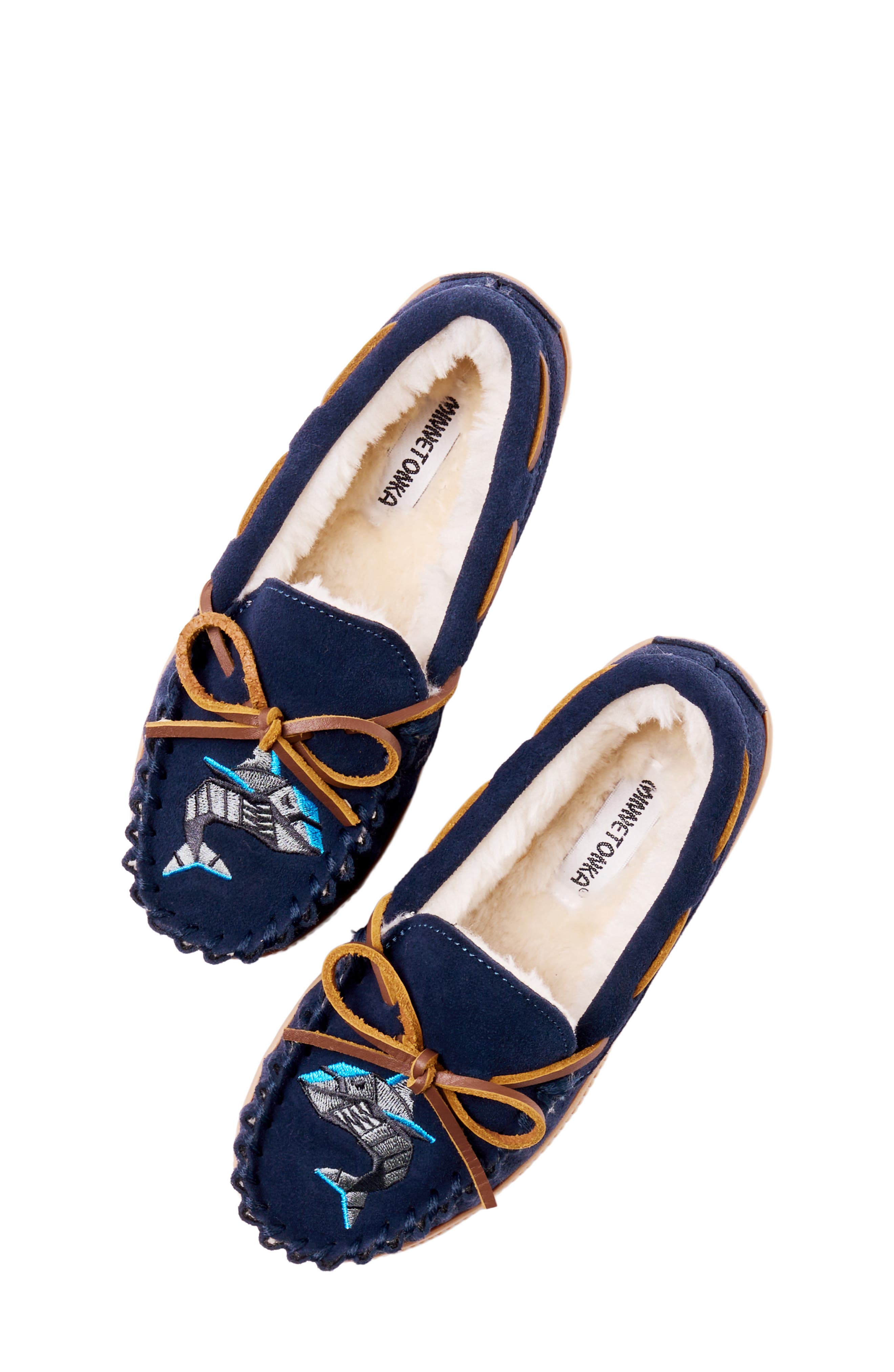 Kids' Pile Lined Hardsole Slipper, Alternate, color, NAVY SHARK