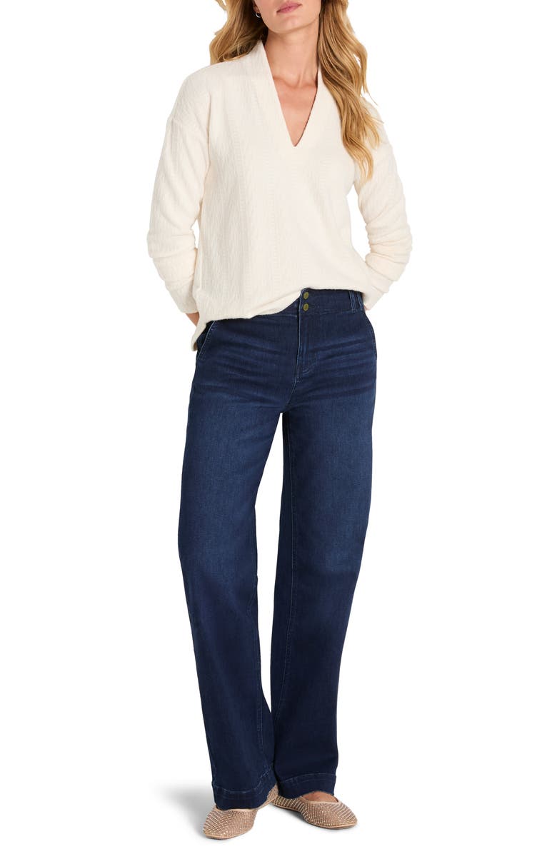 NIC+ZOE Cable Textured Knit Top, Alternate, color, Classic Cream