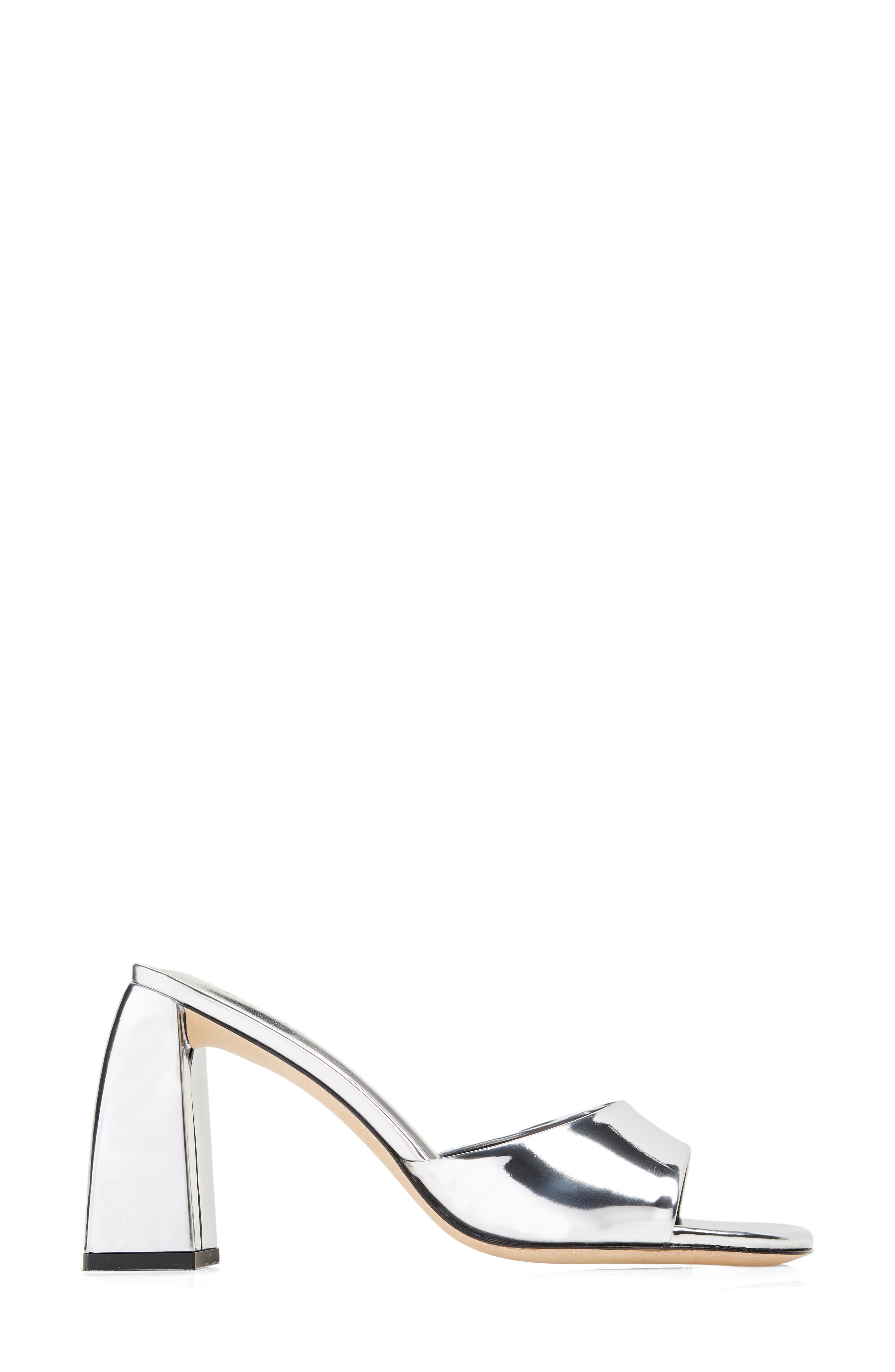 By Far Michele Mirror Metallic Square Toe Sandal, Alternate, color, 