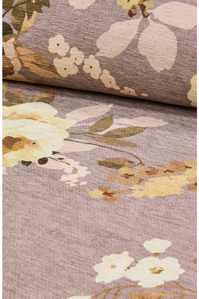 Taupe Wild Rose Washable Rug, Alternate, color, TAUPE