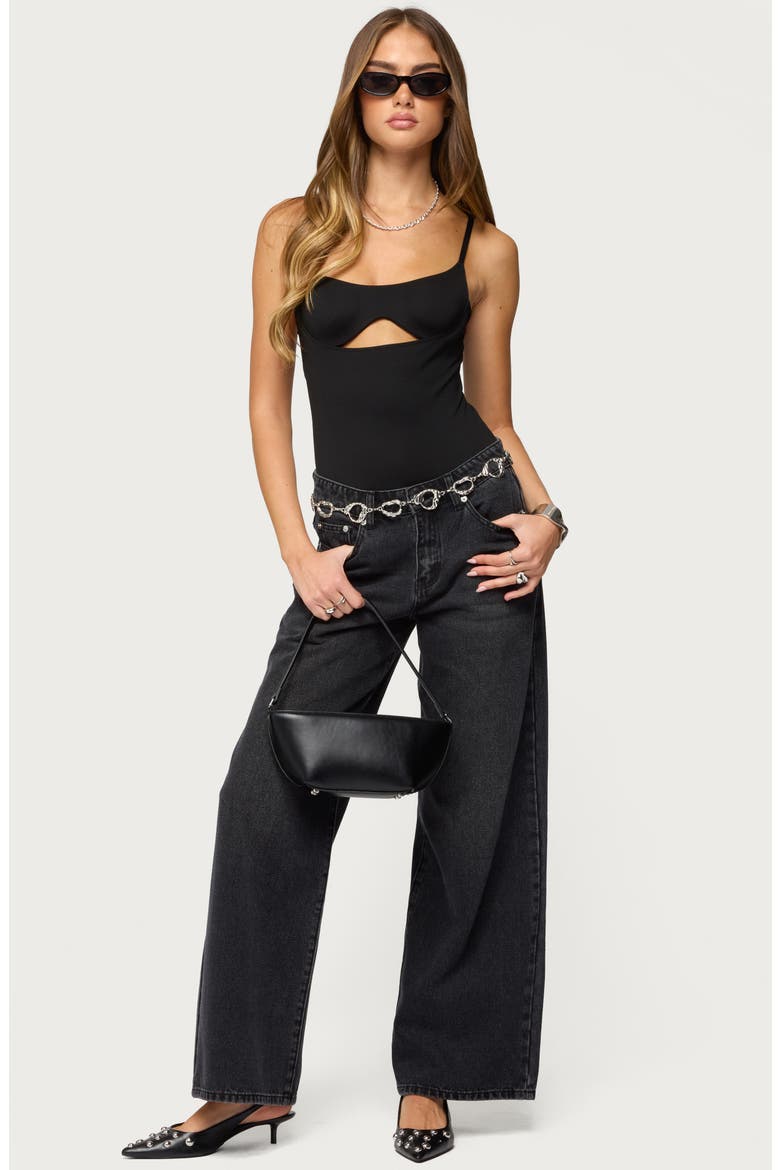 Shulah Cutout Bodysuit, Alternate, color, BLACK