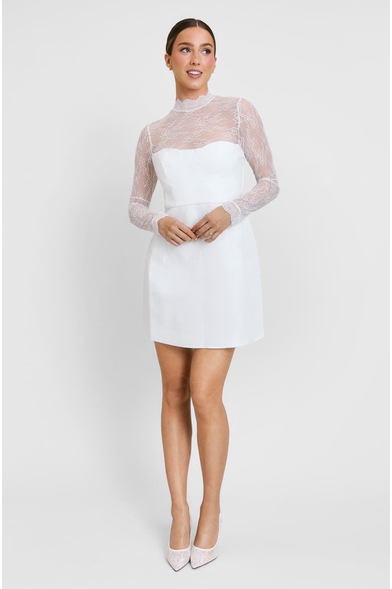 Lace Sleeve Cup Detail Mini Dress, Main, color, White