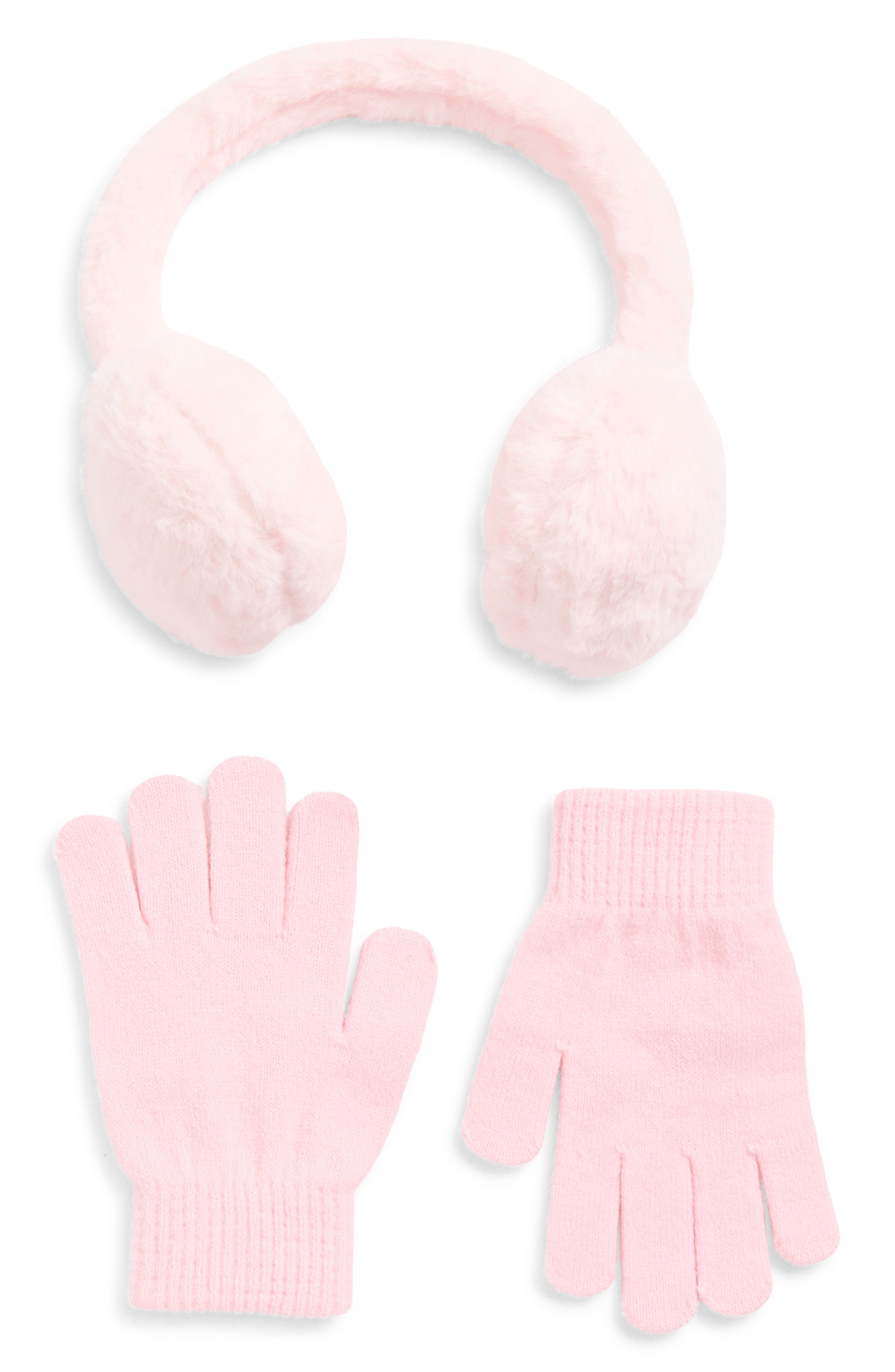 Capelli New York Kids' Gloves & Faux Fur Earmuffs Set in Pink Combo 