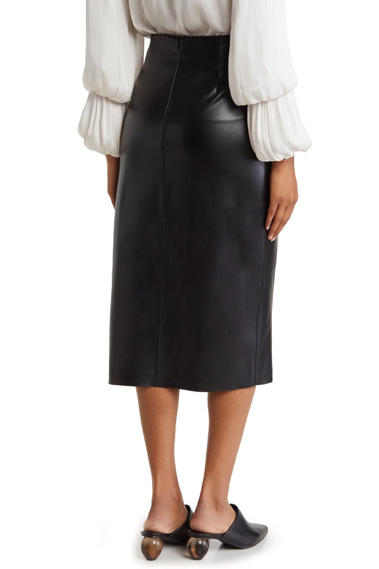 Faux Leather Slit Pencil Skirt, Alternate, color, BLACK