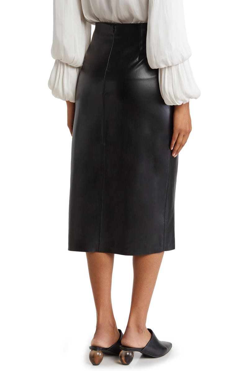 T Tahari Faux Leather Slit Pencil Skirt, Alternate, color, Black