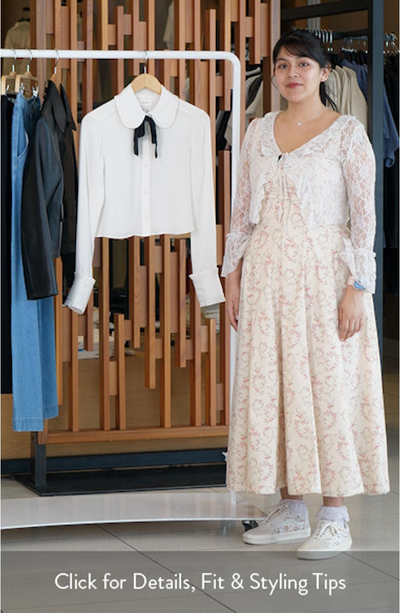 Zaida Contrast Bow Crop Button-Up Shirt, sales video thumbnail