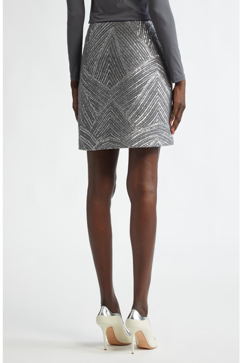 Sequin Chevron Embellished A-Line Skirt, Alternate, color, GREY MELANGE/ SILVER
