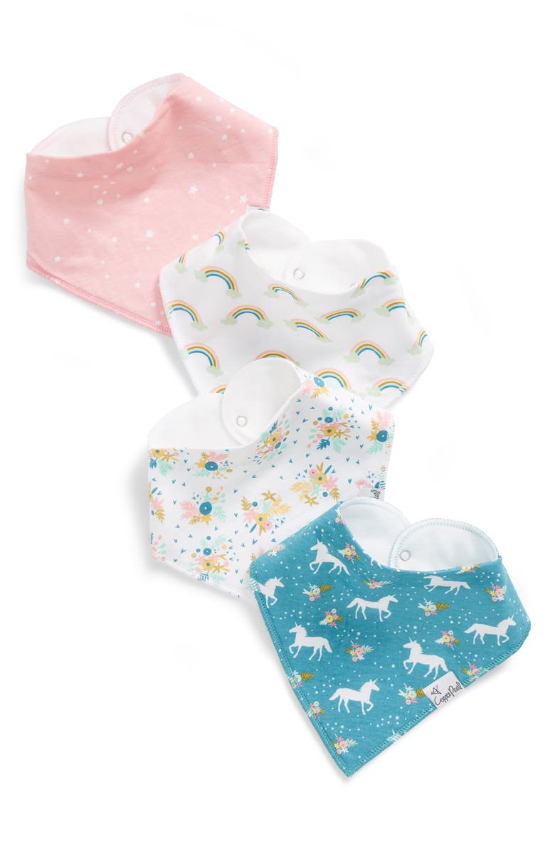 Copper Pearl 4-Pack Bandana Bibs, Main, color, Whimsy
