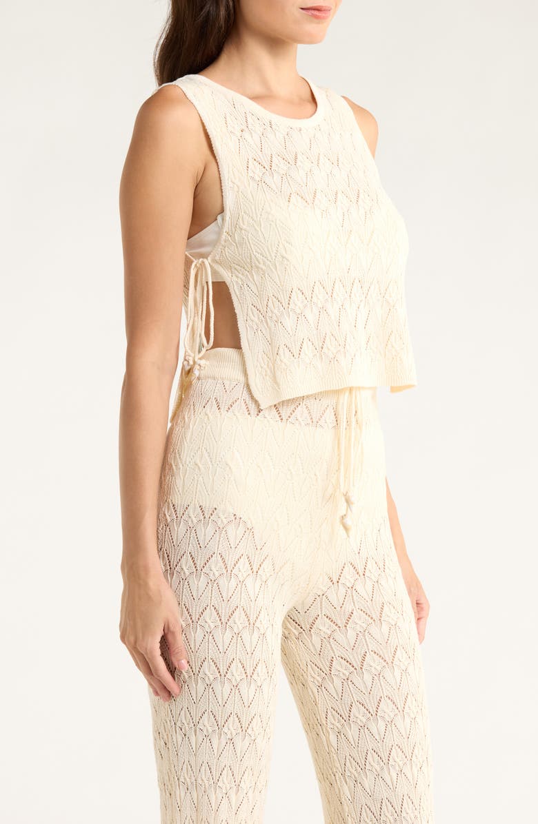 Elan Tie Side Crop Cover-Up Top, Alternate, color, Natural