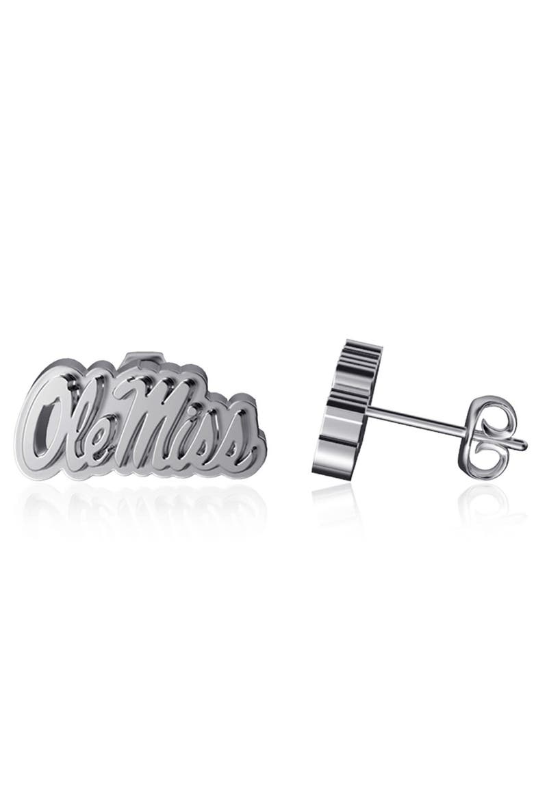 Ole Miss Rebels Team Logo Silver Post Earrings, Main, color, Silver