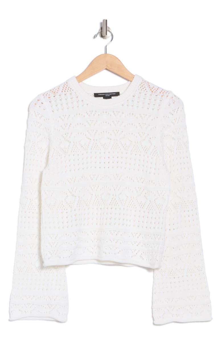 French Connection Open Bobble Knit Sweater, Alternate, color, Summer White