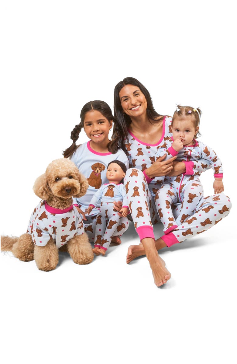 Leveret Kids Footed Printed Cotton Matching Family Pajamas, Animal Kingdom Prints, Alternate, color, Puppy