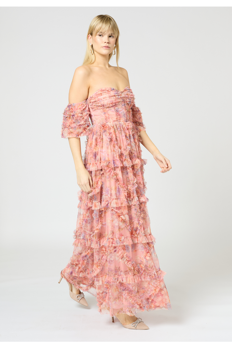 Ruffle maxi Dress, Alternate, color, MULTICOLOR