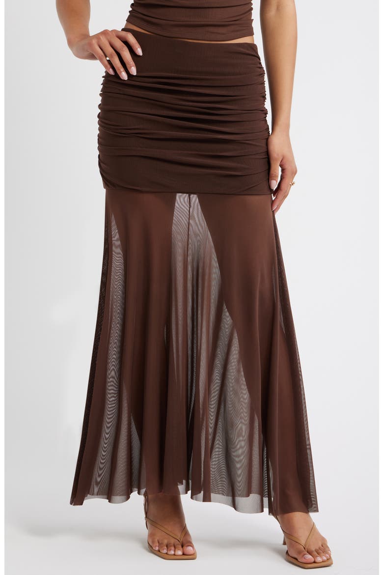 Mesh Maxi Skirt, Main, color, BROWN TERRA