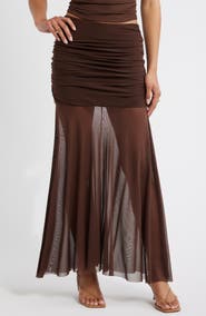Open Edit Mesh Maxi Skirt