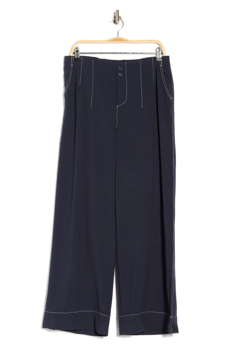Rabanne Crop Wide Leg Pants, Alternate, color, NAVY W/ WHITE