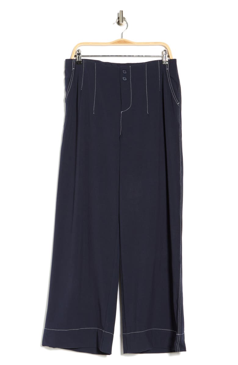 BY DESIGN Rabanne Crop Wide Leg Pants, Main, color, Navy W/ White