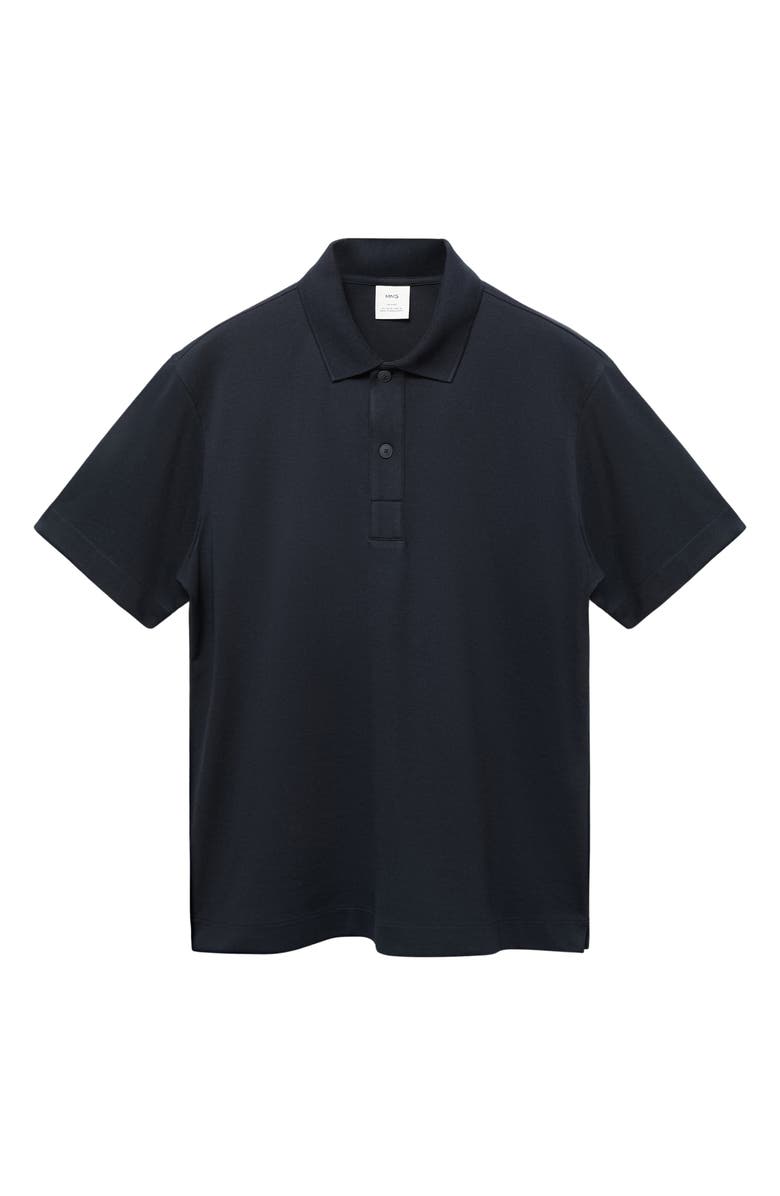 MANGO Relaxed Fit Cotton Blend Polo, Alternate, color, Navy