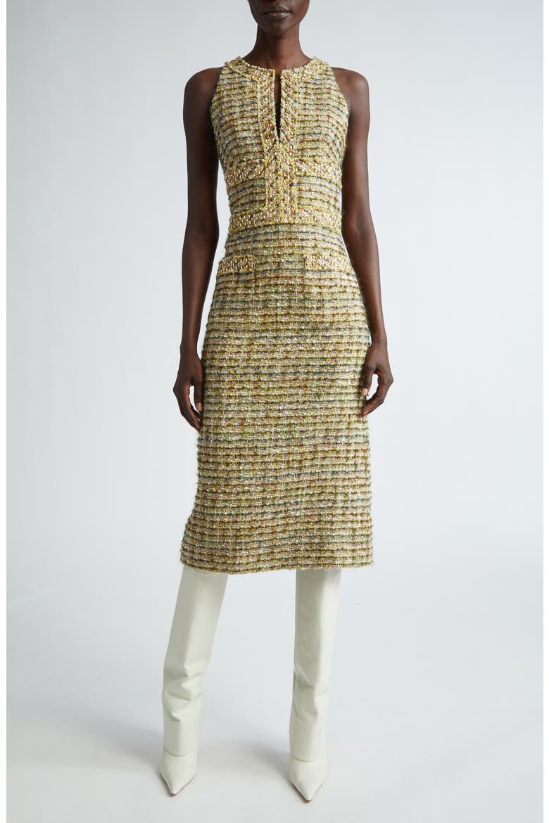 metallic tweed sheath dress St. John Lena Metallic Tweed Sheath Dress In Periwinkle/ Rose Lurex Multi - 64% Off