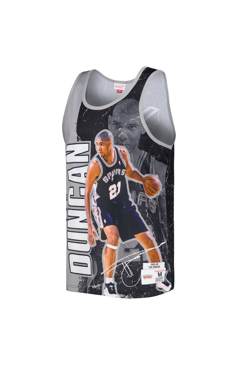Mitchell & Ness Men's Mitchell & Ness Tim Duncan Black San Antonio Spurs 1998-99 Hardwood Classics Player Burst Tank Top, Alternate, color, 