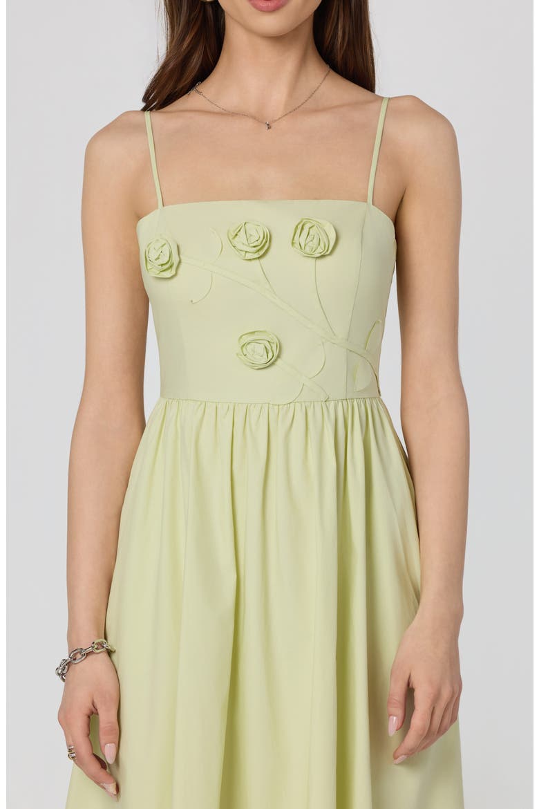 Silvie Floral Appliqué Party Dress, Alternate, color, CELERY
