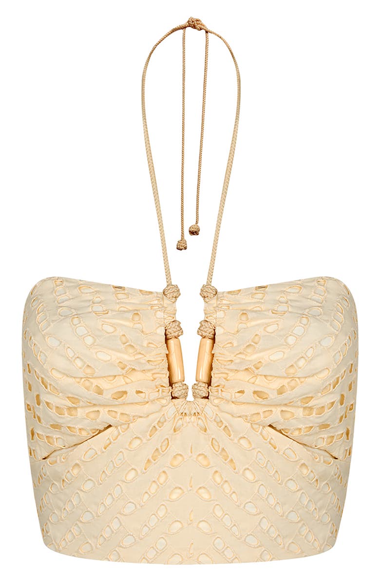 ViX Paula Hermanny Melinda Crop Cotton Broderie Anglaise Cover-Up Top, Alternate, color, Ivory Multi