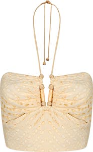 ViX Paula Hermanny Melinda Crop Cotton Broderie Anglaise Cover-Up Top