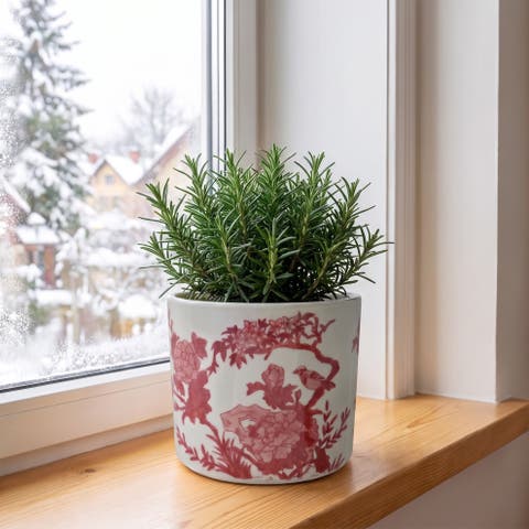 Stoneware Botanical Pattern Planter